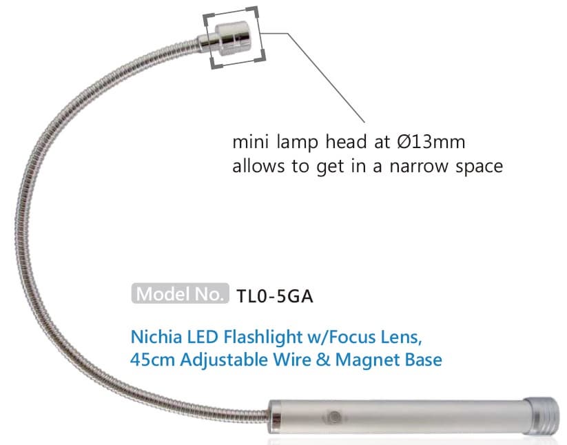 Nichia LED Flashlight w 45cm Adjustable Wire _ Magnet Base